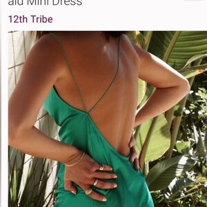 12th Tribe Emerald Satin Backless Dress